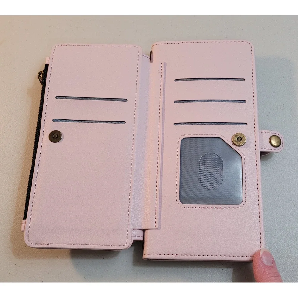 Unbranded Pink Wallet Phone Case Folio Womens One Size Light Pink Excellent Snap